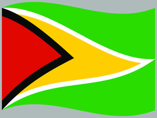 Guyana Waving national flag, isolated on background. original colors and proportion. Vector illustration symbol and element, for travel and business from countries set