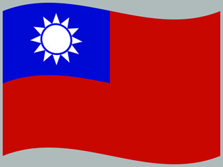 Taiwan Waving national flag, isolated on background. original colors and proportion. Vector illustration symbol and element, for travel and business from countries set