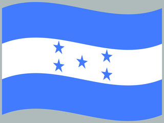  Honduras Waving national flag, isolated on background. original colors and proportion. Vector illustration symbol and element, for travel and business from countries set