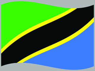 Tanzania Waving national flag, isolated on background. original colors and proportion. Vector illustration symbol and element, for travel and business from countries set
