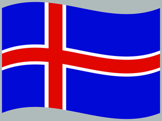 Obraz premium Iceland Waving national flag, isolated on background. original colors and proportion. Vector illustration symbol and element, for travel and business from countries set