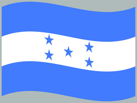  Honduras Waving national flag, isolated on background. original colors and proportion. Vector illustration symbol and element, for travel and business from countries set