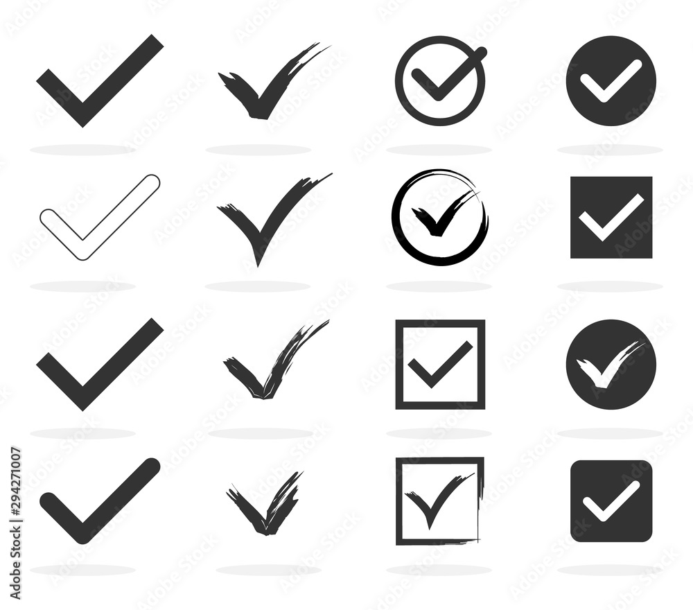 Aufkleber big set of tick and cross signs. check mark ok and no icon of different design on white background. 