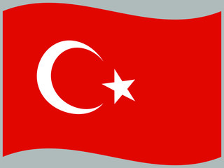 Turkey Waving national flag, isolated on background. original colors and proportion. Vector illustration symbol and element, for travel and business from countries set