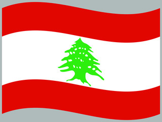 Lebanon Waving national flag, isolated on background. original colors and proportion. Vector illustration symbol and element, for travel and business from countries set