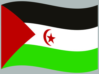 Western Sahara or Sahrawi arab republic Waving national flag, isolated on background. original colors and proportion. Vector illustration symbol and element, for travel and business from countries set