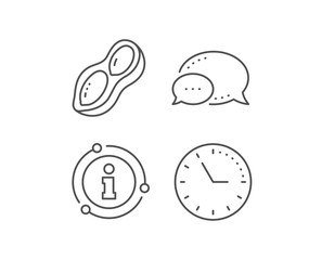 Peanut line icon. Chat bubble, info sign elements. Tasty nut sign. Vegan food symbol. Linear peanut outline icon. Information bubble. Vector