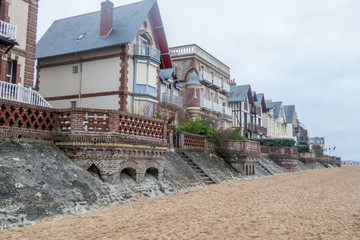 Typical houses of normandy at Houlgate, near the beach, France - 294271815