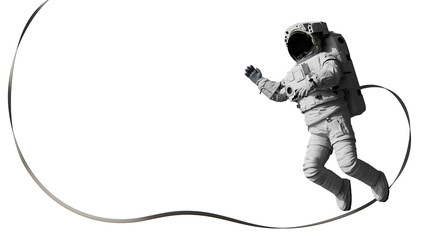 Fototapeta premium astronaut performing space walk, isolated on white background