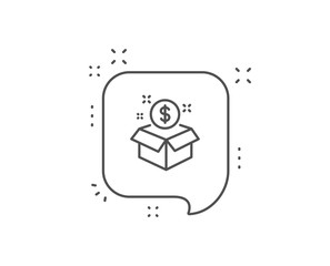 Post package line icon. Chat bubble design. Paid service sign. Outline concept. Thin line post package icon. Vector