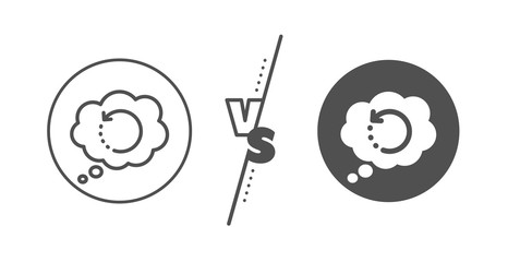 Backup data sign. Versus concept. Recovery info line icon. Restore information symbol. Line vs classic recovery data icon. Vector
