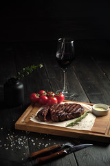 Glass of cold beer with appetizer. catering menu