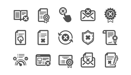 Reject icons. Decline, Cancel and Dislike. Disapprove classic icon set. Quality set. Vector