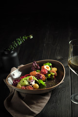 Caesar salad with salmon . catering menu