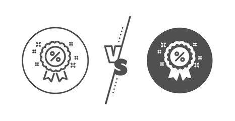 Sale shopping medal sign. Versus concept. Discount award line icon. Clearance symbol. Line vs classic discount icon. Vector