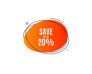 Save up to 20%. Banner badge, offer sticker. Discount Sale offer price sign. Special offer symbol. Discount banner. Sticker badge. Vector