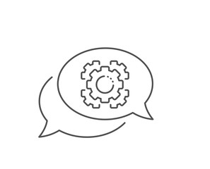 Seo gears line icon. Chat bubble design. Settings cogwheel sign. Traffic management symbol. Outline concept. Thin line seo gear icon. Vector