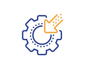 Settings cogwheel sign. Seo gear line icon. Traffic management symbol. Colorful outline concept. Blue and orange thin line seo gear icon. Vector