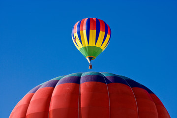 Colorful hot air balloons in mid air