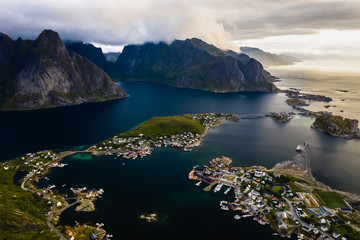 Fototapeta na wymiar Reine,Norwegian fishing village at the Lofoten Islands in Norway.