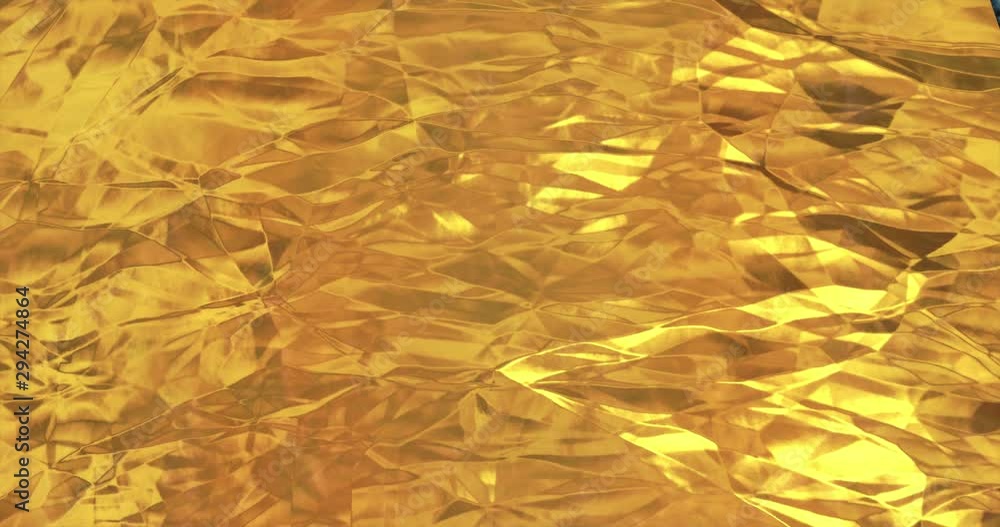 Poster golden foil background. gold texture 3d rendering loop 4k