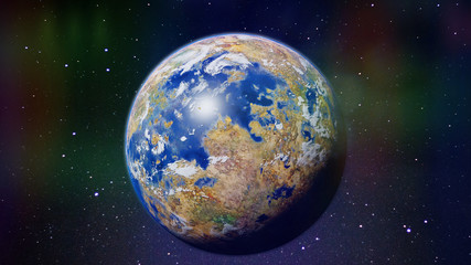 Obraz na płótnie Canvas exotic alien planet, exoplanet in deep space