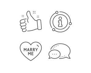 Marry me line icon. Chat bubble, info sign elements. Sweet heart sign. Wedding love symbol. Linear marry me outline icon. Information bubble. Vector
