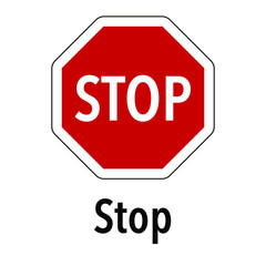 Stop Information and Warning Road, caution traffic street sign, vector illustration isolated on white background for learning, education, driving courses, sticker, icon.