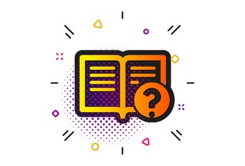 Obraz premium Instruction sign. Halftone circles pattern. Technical help icon. Classic flat help icon. Vector