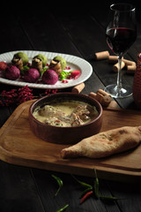 Sicivi and appetizer balls of vegetables . catering menu