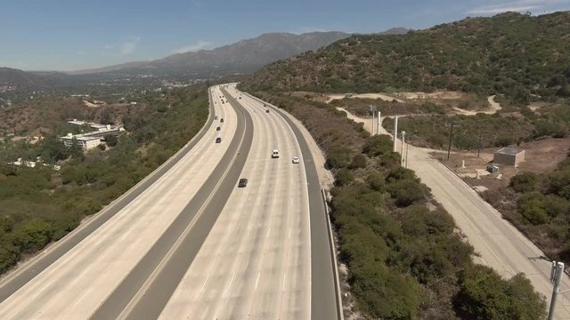 Aerial shot of 210 and 134 freeway in Glendale, CA