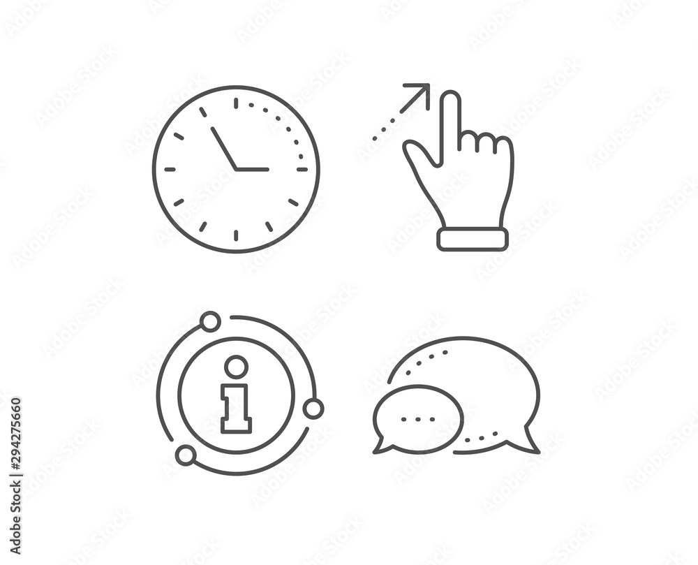 Poster touchscreen gesture line icon. chat bubble, info sign elements. slide arrow sign. swipe action symbo