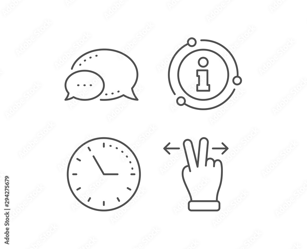 Poster touchscreen gesture line icon. chat bubble, info sign elements. slide arrow sign. swipe action symbo