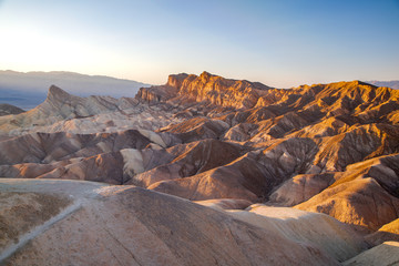 Fototapeta na wymiar The Red Cathedral at sunset from Zabriske Point, Death Valley National Park, California