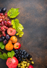 Various autumn fruits. Harvest concept
