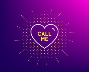 Call me line icon. Halftone pattern. Sweet heart sign. Valentine day love symbol. Gradient background. Call me line icon. Yellow halftone pattern. Vector