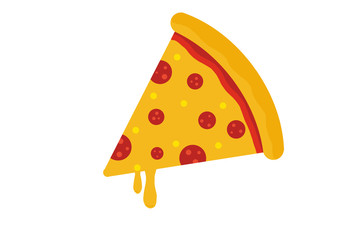 Delicious italian pizza slice, illustration, drawing.