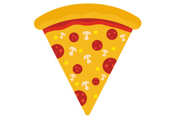 Delicious italian pizza slice, illustration, drawing.