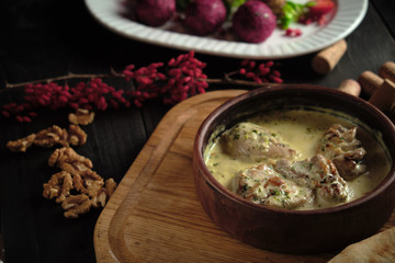 Sicivi and appetizer balls of vegetables . catering menu