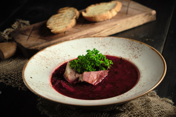Beetroot borsch. catering menu