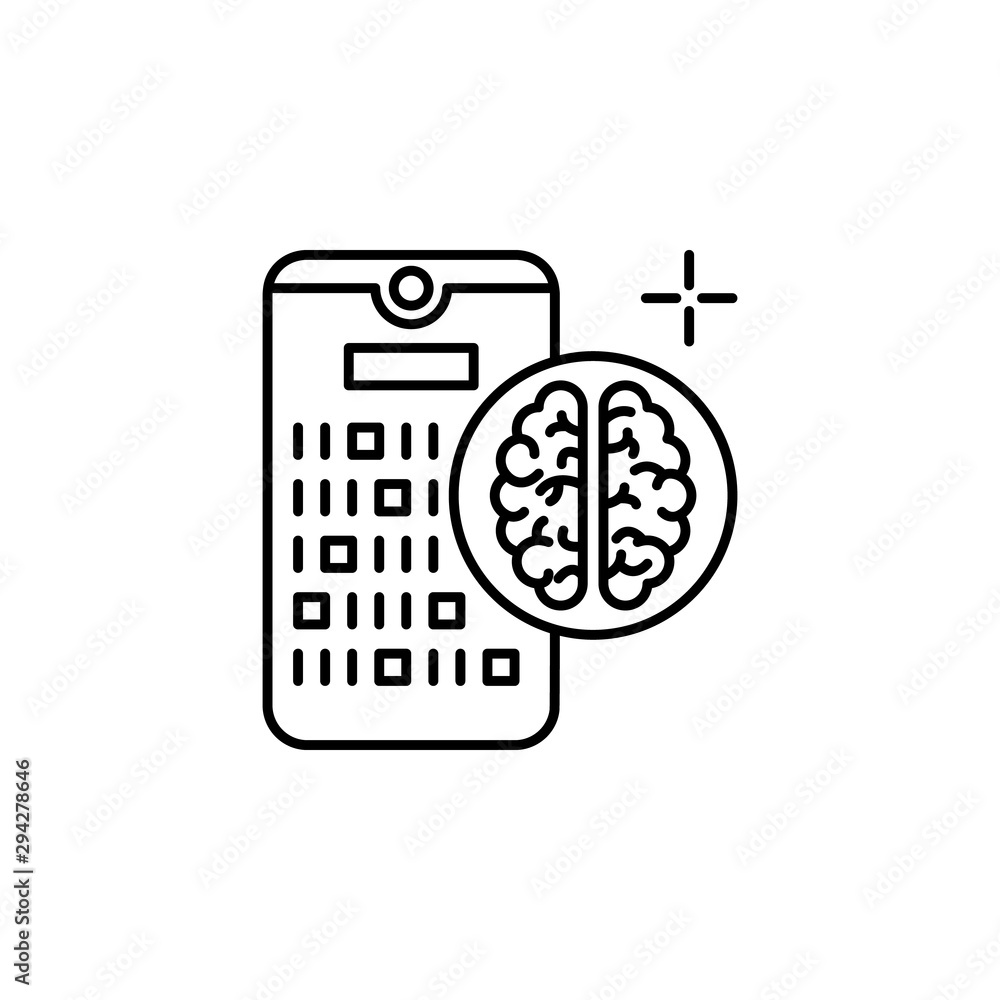 Poster smartphone brain code icon. element of brain concept