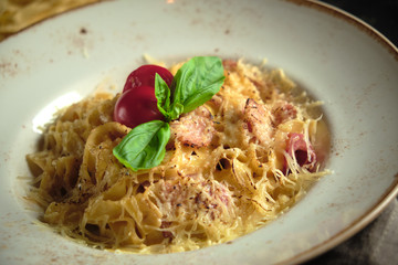 Carbonara pasta . catering menu