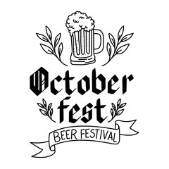 beer jar with lettering oktoberfest celebration icon
