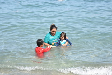 family at the beach