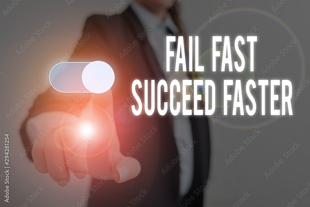 Poster word writing text fail fast succeed faster. business photo showcasing dont give up keep working on i