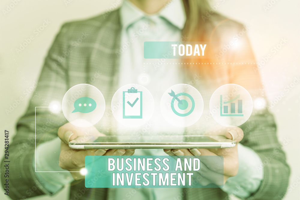 Poster writing note showing business and investment. business concept for putting your money in field to in