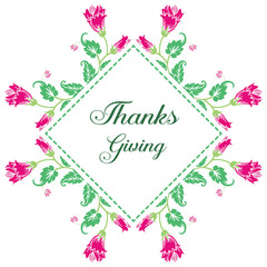 Obraz premium Text of thanksgiving, with vintage pink flower frame. Vector