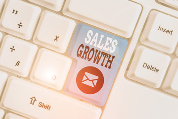 Conceptual hand writing showing Sales Growth. Concept meaning ability to increase revenue over a...