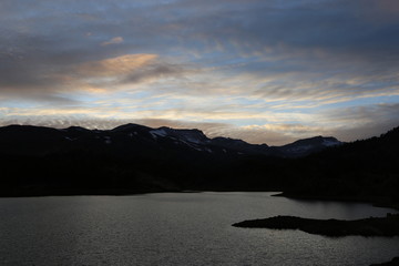 Billowy clouds in the mountains
