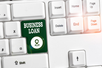 Conceptual hand writing showing Business Loan. Concept meaning Credit Mortgage Financial Assistance...
